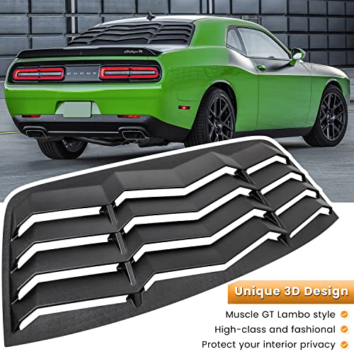 Rear+Side Window Louvers For Dodge Challenger 2008-2021 Windshield Sun Shade Cover Vent Gt Lambo Style Custom Fit All Weather Abs (Matte Black) #TOP1
