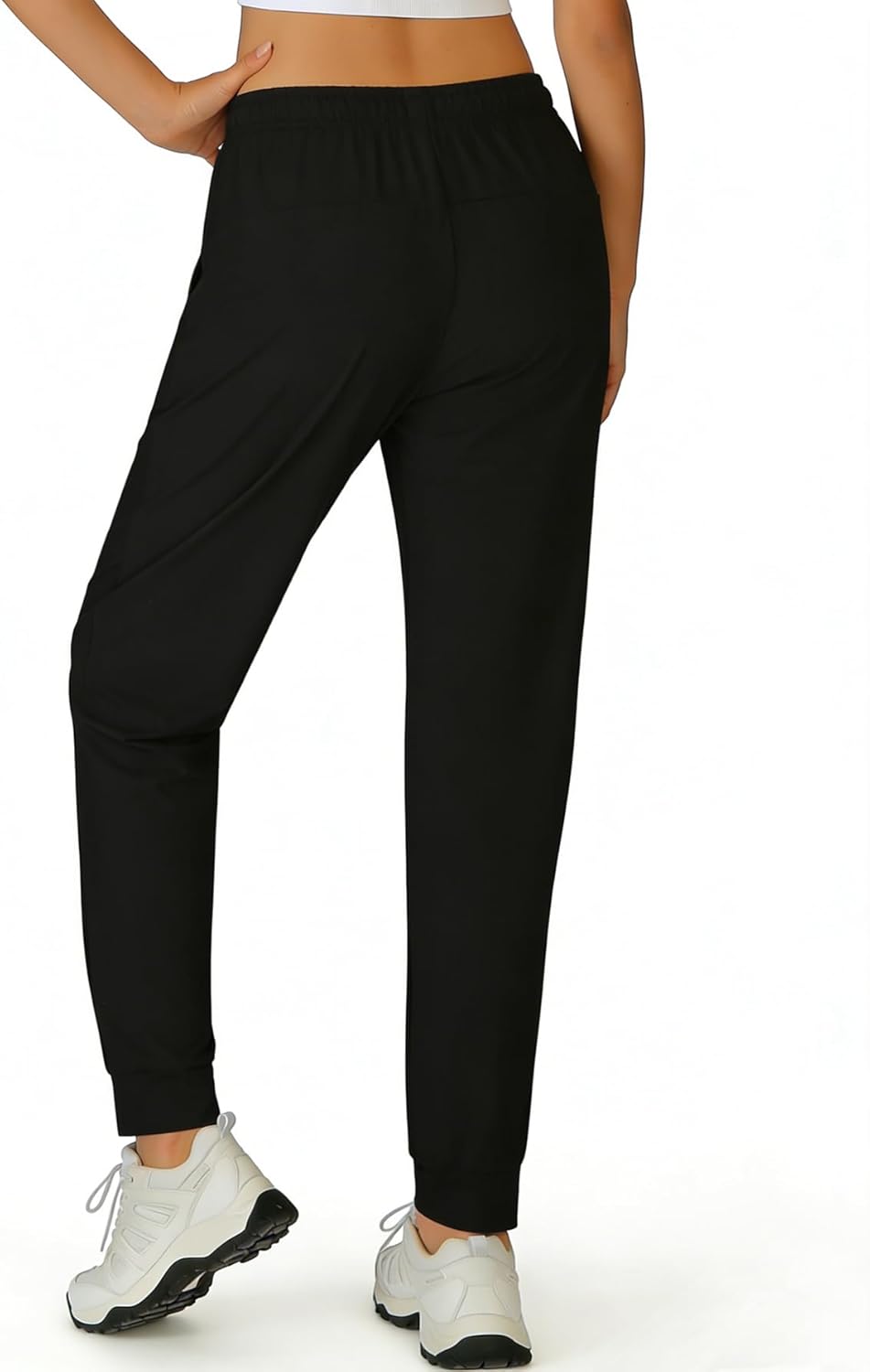 Women's Stretchy Hiking Pants Lightweight Quick-Drying Sweatpants Joggers for Running with Zippered Pockets - Image 2