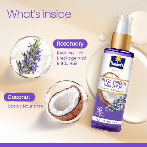 Image of Parachute Advansed Ultra Nourish Hair Serum | Coconut & Rosemary | 48Hr Frizz Control | 10X Strong Hair |45ml
