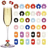 36Pcs Silicone Drink Markers, 3 Shapes and Colored Wine Glass Charms for Bar Party Champagne Flutes Cocktails Martinis