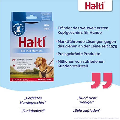 HALTI No Pull Anti-Zug Geschirr - Verhindert, dass Ihr Hund an der Leine zieht, Gepolsterter Brust- und Beingurt, Reflektierendes Gurtmaterial, Einfache Anpassung und Benutzung (Größe M)