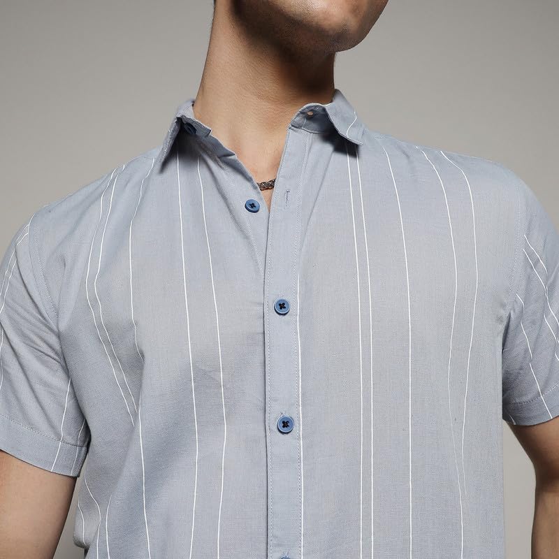Image of CAHOOT Men's Shirt for Casual Wear | Spread Collar | Short Sleeve | Regular Fit | Button Closure | Shirt Crafted with Comfort Fit for Casual Wear