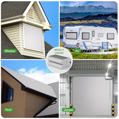 Image of Reflective Insulation Sheet, Window Insulation for Winter, Aluminum Foil Cotton Layer for Keep Warm, 59 inch(W) x 99 inchWindow Insulation Kit