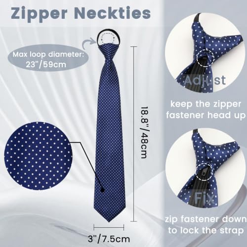 Image of Mens Tie Pre-tied Adjustable Men's Neckties, Zipper Ties for Men Accessories Business Wedding Party