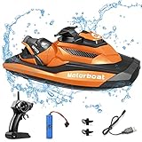 lancha rc motor electrico brushless 【Regalo sorpresa】: esta lancha RC es un juguete de carreras ideal en el mundo del agua, adecuado como regalo para sorprender a los niños.