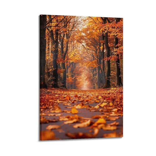 Poster forêt automnale pour raviver un mur blanc salon peinture toile 40x60