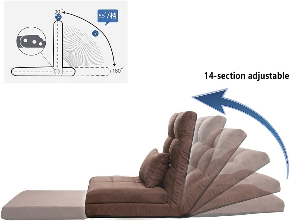 Fold Down Sofa Bed Adjustable Floor Couch Sofa Leisure Sofa Bed Convertible Upholstered Guest Sleeper
