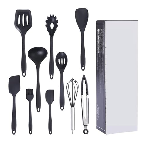 APBEAM - Ustensiles de cuisine 10pcs Ustensiles de cuisine Set Ustensiles de cuisine en silicone Cuillère antiadhésive Spatule Louche Batteurs à oeufs Outils Gadget Accessoires Ustensiles de cuisine