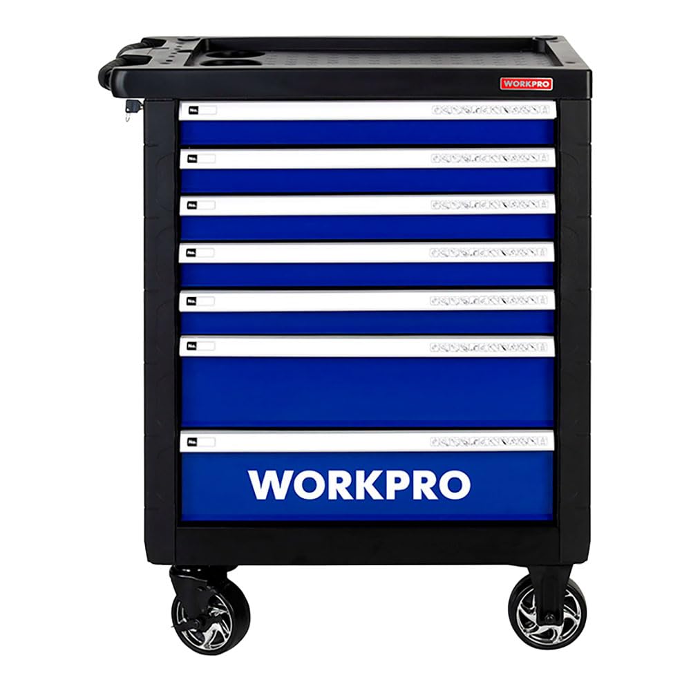 WORKPRO - Carro de Taller (7 cajones, 79 x 49 x 49 x 49 cm, Metal), para Herramientas y Herramientas manuales
