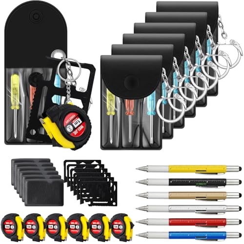 Saysurey 24 Pcs Mini Tape Screwdriver Keychain Set, Multicolor