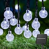 Brightown Solar String Lights Outdoor 60 Led 35.6 Feet 8 Lighting Modes Globe Waterproof Solar Powered Patio Lights for Garden Yard Porch Wedding Party Decor (Pure White)