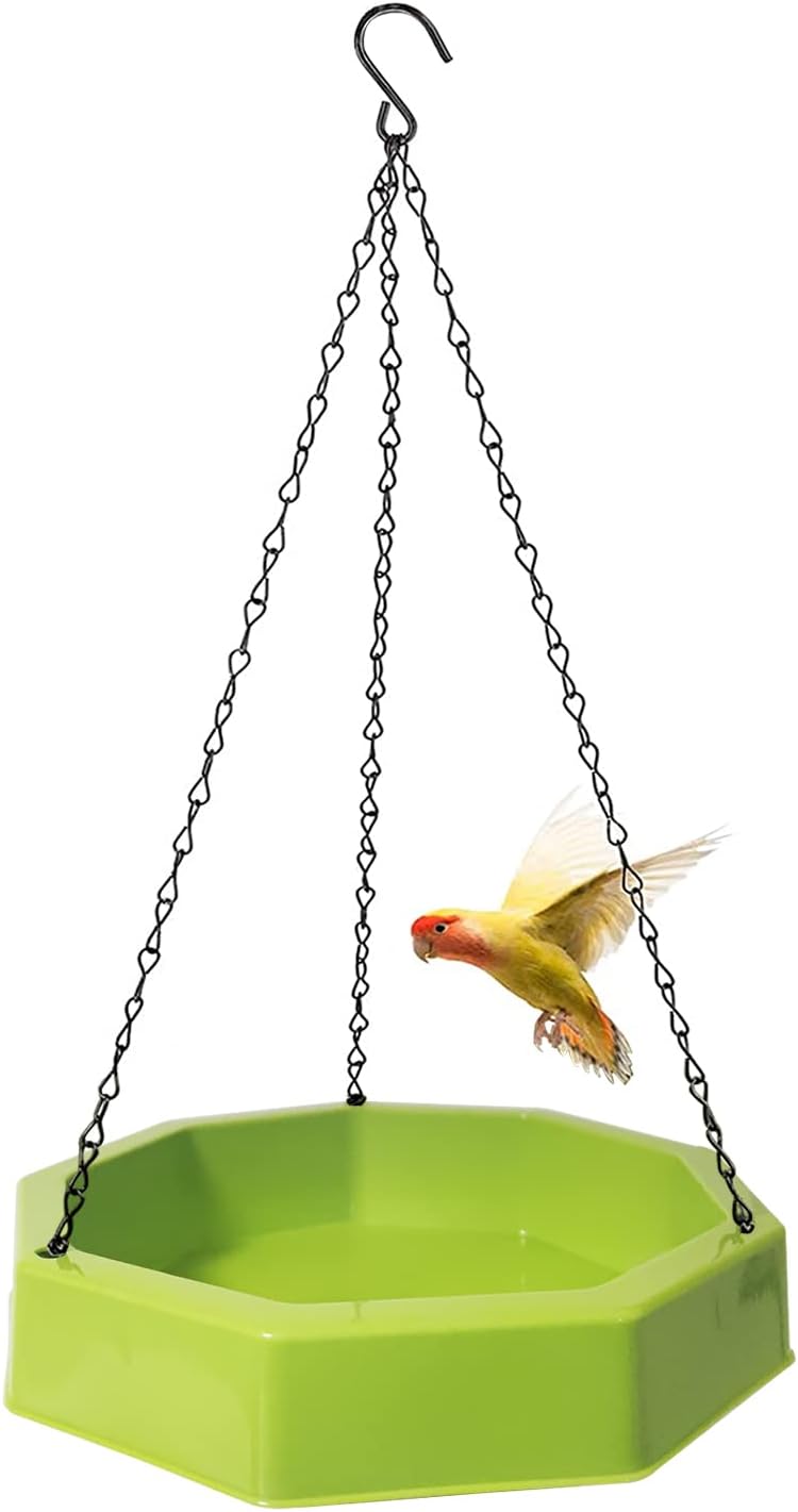 Bird Bath for Garden Hanging,Hanging Bird Bath Water Feeder,Bird Bath Outdoor for Parrot,Bird Baths Plastic for Outdoors,Comes with 6 Bird Drinkers,Birds Bath Accessories,Birdbaths Supports