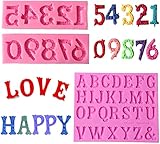 OBTANIM Silicone 3D Number 0-9 Alphabet A-Z Embossed Letter Fondant Chocolate Molds for Birthday Cake Decorating DIY Baking