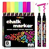 WePaint 8 Colors Liquid Erasable Chalk Markers, Washable Dry Erase Marker Pens, Reversible Bullet & Chisel Tip, Chalkboard Markers for Blackboard, Glass, Window, Cafe Menus, Calendar & Car Paint