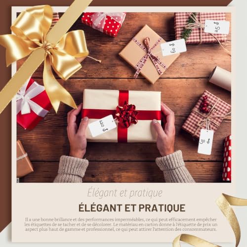 Modixun 400 Étiquettes Cadeaux Blanches Avec Lanière - Grandes Étiquettes de Prix, Vêtements, Papier Kraft Suspendues Pour Artisanat, Inventaire – vue 7