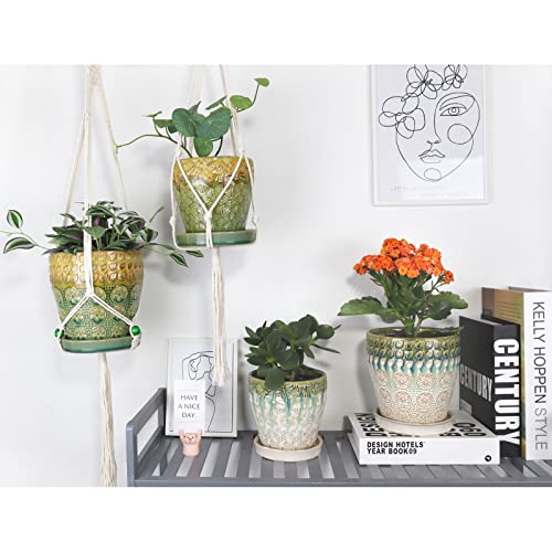 Yqslysf 6 Inch + 5 Inch Ceramic Planter With Drainage Hole And Saucer For Plants, Indoor-Outdoor Round Succulent Orchid Garden Flower Pot - Set Of 2 #TOP5