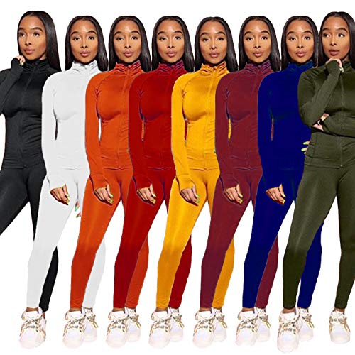 Tracksuit Womens Two Piece Outfits Zip Up Crop Top + Skinny Long Pants Sweatsuits Jogging Suits Jumpsuits XX-Large Wine Red