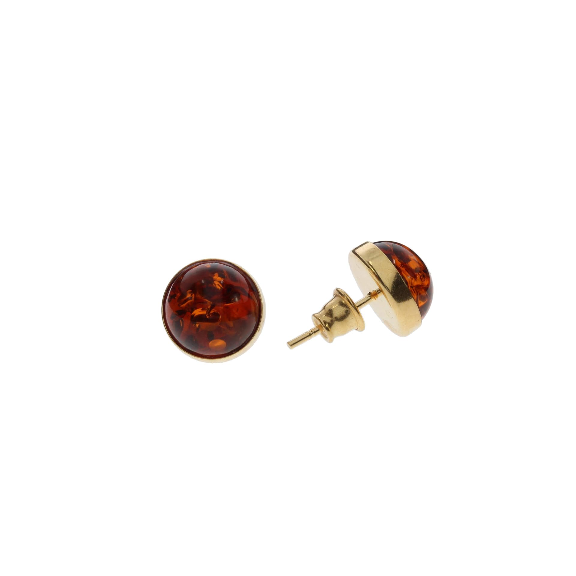 Eleganti orecchini in ambra placcato oro 925, diametro 1 cm, unisex, con confezione regalo, senza nichel