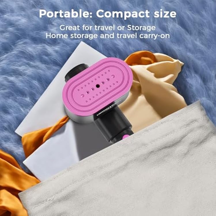 Portable Travel Steamer for Clothes, Fast Wrinkle Remover Garment Steamer for Home & Travel, 2-in-1 Iron & Steam with 90Rotatable Head, Handheld Iron Steamer with 100ml Water Tank