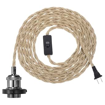 PATIKIL 15.4Ft Pendant Light Cord Kit, Plug in E26 Socket Hanging Light ...