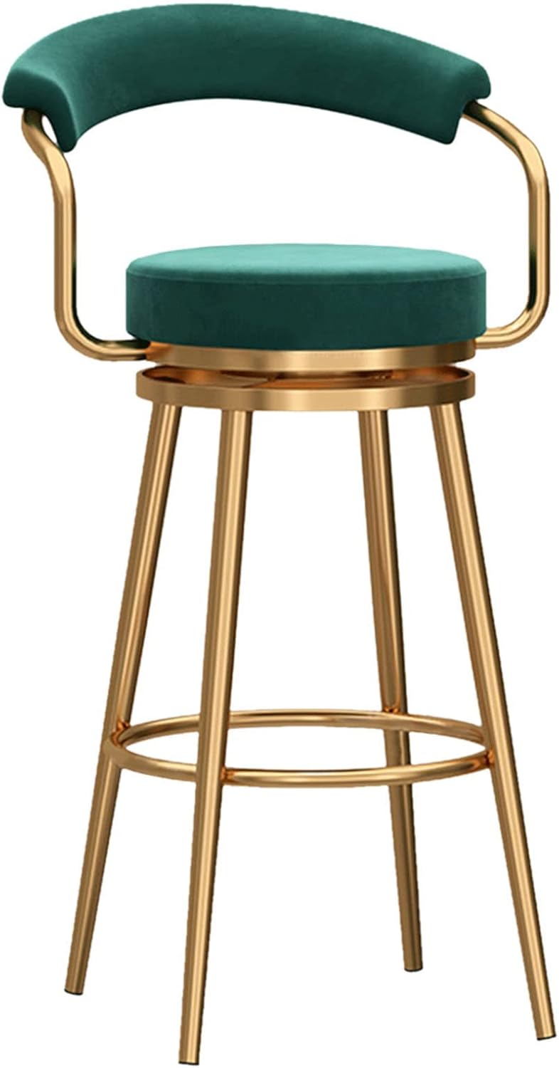 Velvet Bar Stool and Footrest Kitchen Island Counter Iron Art Bar