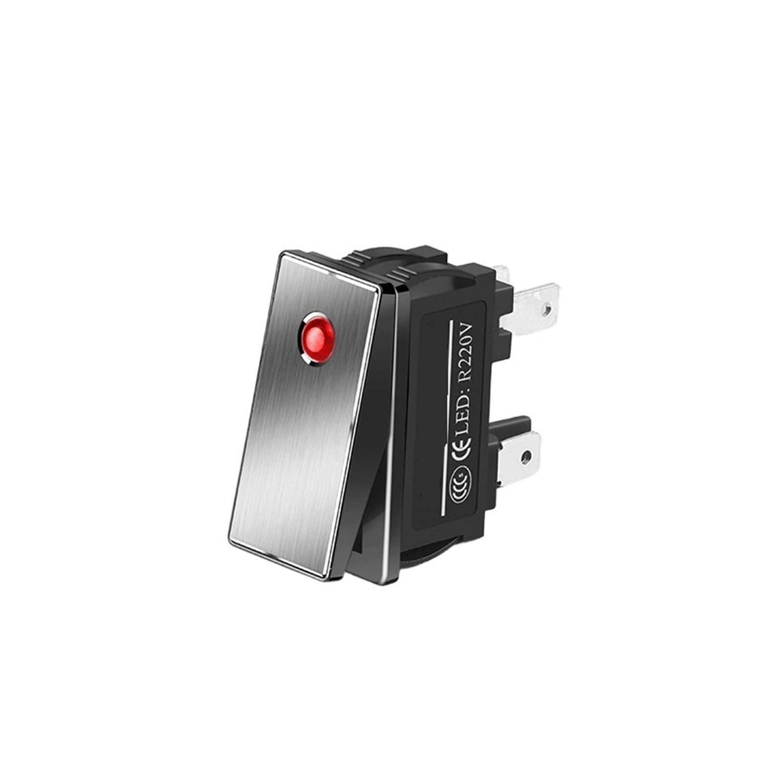 Interrupteur à bascule KCD3 4 broches ON-OFF 12V 24V rouge avec son panneau argenté
