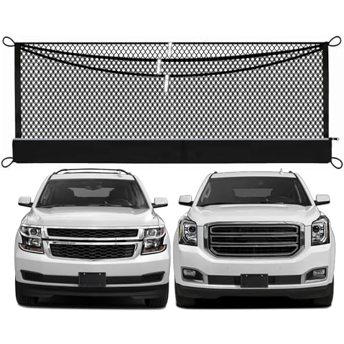Image of 3-Layer Cargo Net for Chevy Suburban & GMC Yukon XL 2015-2020 Cargo Netting | Zoned Storage Trunk Net with Integrated Zippered Storage Bag, Heavy-Duty Cargo Organizer Netting for Camping, Trips
