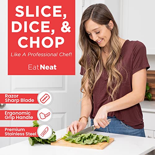 Eatneat 8Pc Stainless Steel Chef Knife Set W/Bamboo Cutting Board & 4Pc Airtight Glass Kitchen Canisters W/Bamboo Lids #TOP3