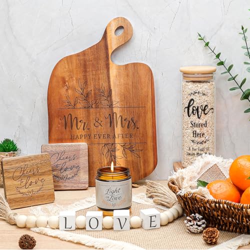 Wedding Gifts for Couples 2025,Bride Shower Gifts,Anniversary Engagement Gift,Mr and Mrs Cutting Board Basket Set - Image 5