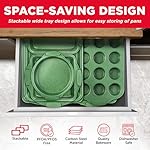 BAKKEN Kitchen Baking Pan Set - Nonstick Green Marble Coating, Carbon Steel Bakeware Sets with Green Silicone Handles, Kitchen Essentials, PFOA, PFOS, PTFE Free, Oven Safe (Up To 450° F), Set of 6 - Image 3