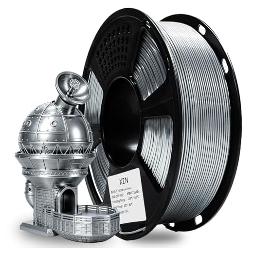 ⚡ XZN PETG Filament 1.75mm 3D Printer Filament 1Kg(2.2lbs) 3D Printing Filament, Strong Toughness & High Precision +/- 0.02mm, No Tangle No Clog No Bubble, Fits for Most 3D Printers, PETG Silver