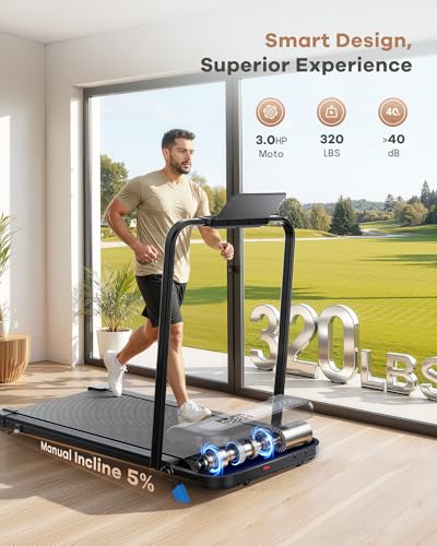 Image of WELLFIT Foldable Treadmill with Handlebar, 320LB Capacity Walking Pad for Home Office, Under Desk Folding Treadmills with Incline, Portable Folding Running Machine with App Control & 36 inchx16 inch Belt