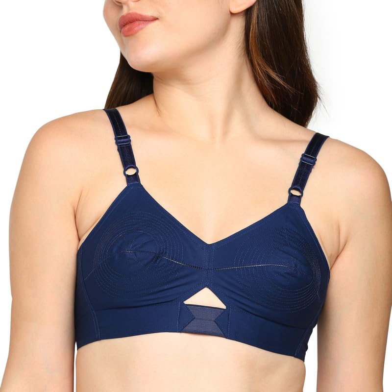Image of BLOSSOM Priyasajini Women's Full Coverage 100% Woven Cotton Single Layer Round Stitch Non Padded Wirefree Conical Cup Everyday Bra