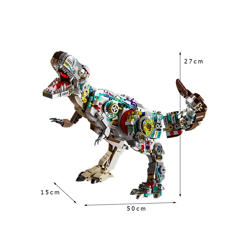 Image of SKY LINE OCEAN Mechanical T-Rex Building Kit - 1388 PCS STEM Dinosaur Construction Blocks, Large Articulated Tyrannosaurus Rex Model with Moving Joints, Educational Gift Toy for Ages 14+