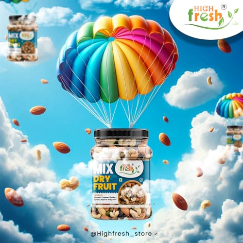 Image of HighFresh 100% Natural and Premium Healthy Mix Dry Fruits and Nuts 1KG | Healthy for Every Occasion Dry Fruits Nuts | Almonds | Cashew | Kishmish | Apricot | Black Raisins | Dried Kiwi