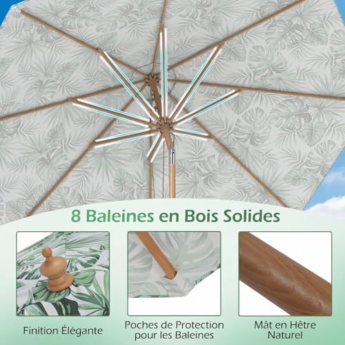 Parasol de jardin inclinable vert pour bloquer le soleil tournant