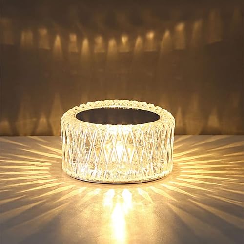 Ejfoiej Portable Crystal Led Table Lamp, 3-Levels Brightness Desk Lamp, 3 Color Touch Control Rechargeable Lamp, Night Light, Bedside Lamp,Dining Room Lamp (3 Color Rechargeable) #TOP29