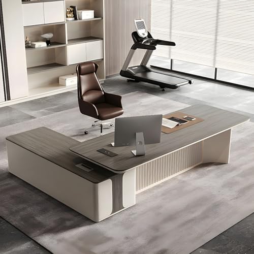 Image of Lakdi The Furniture Co Director & Executive L-Shape Office Table Luxury Desk Made in MDF with Reversible Orientation Side Unit Drawer and Storage Wire Manager & CPU Storage - LDL-616