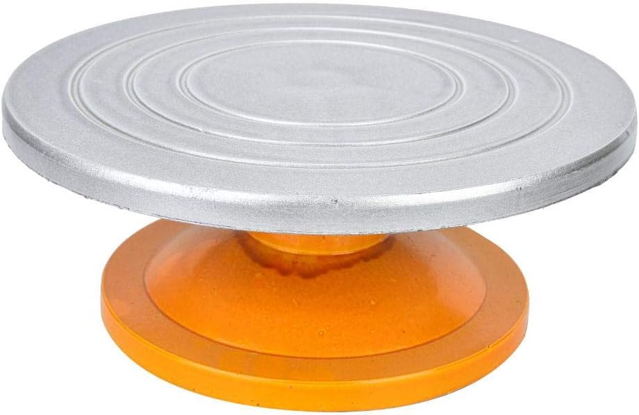 Non Slip Manual Rotation Base for Clay Design - 12 Inch Round Sculpting Wheel and Turntable - Heavy Duty Silver Finish Model Making Platform - with 50kg Load Capacity - for