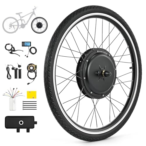 CO-Z 500W Kit Bici Elettrica 26' Kit Conversione Motore Bici Elettrica Ruota Anteriore Ruota a Trazione Diretta Compatibile Batteria da 36V con Pannello LCD e Sistema PAS