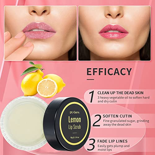 Lip Scrub, Lip Scrubs Exfoliator Moisturizer Dr.yiman Sugar Lip Scrub, Lip Exfoliator Scrub For Dry And Chapped Lips,Anti-Aging And Temping, Lip Mask, Lip Care Products, Lip Scrubber For Women(Lemon Lip Scrub) #TOP2