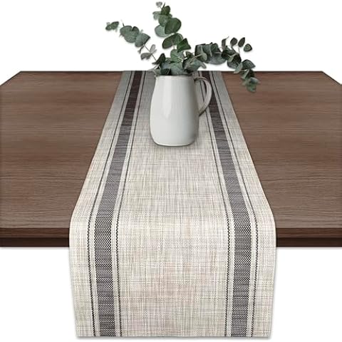 CK Home French Stripe Vinyl Table Runner Cover