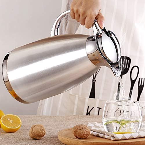 Thermal Coffee Carafe Jugs, Iadong 304 Stainless Steel Double-Wall Vacuum Insulated Coffee Pot Vacuum Jug Insulation Pot with Lid Handle for Coffee, Juice, Milk, Tea, Water, Silver, 1.8L