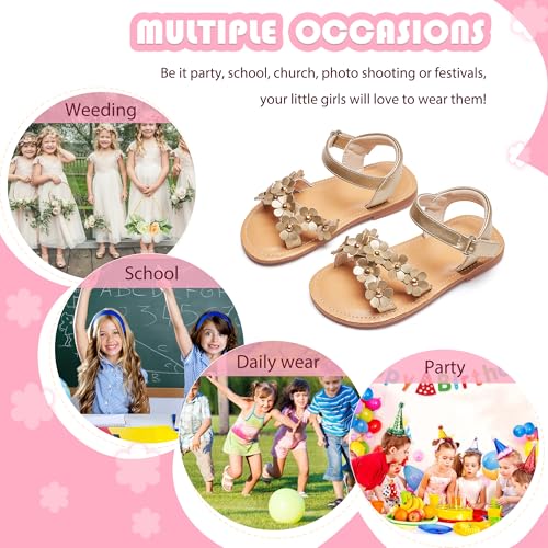 Image of Flaryzone Girls Sandals Open Toe Summer Flats Dress Sandals Shoes Toddler /Little Kid