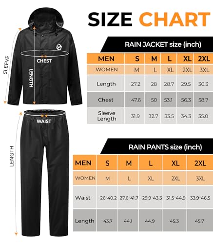 Foxelli FOXELLI_RAIN_SUIT_XL Waterproof Rain Suit – Durable Breathable Lightweight Rainwear For Men & Women Perfect thumb #6