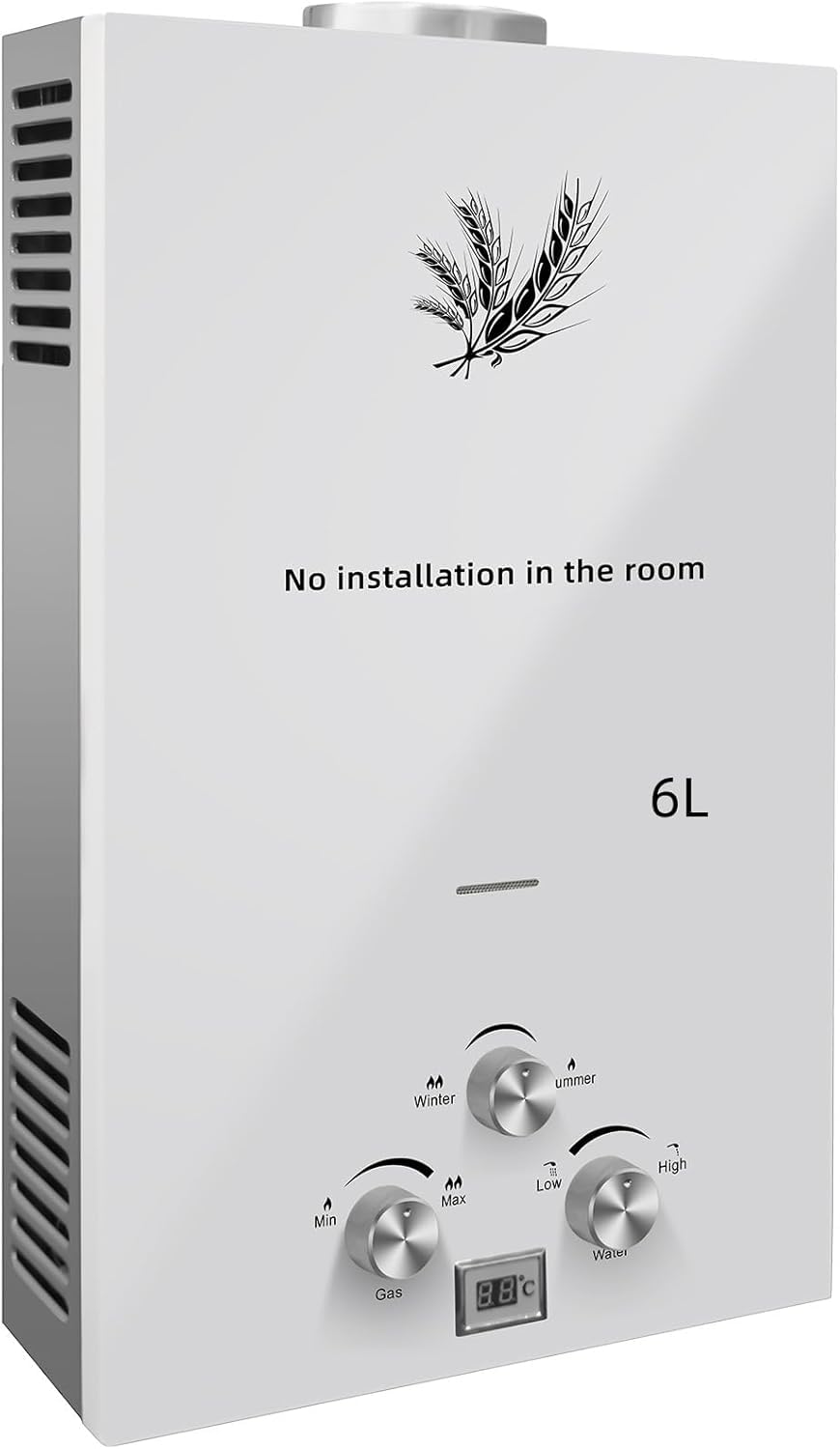 Chauffe-Eau à Gaz Instantané 6LPM 12KW Chauffe-eau à Gaz GPL Propane Butane,Pression d'eau de Démarrage Super Basse,pour la Maison et I'extérieu (6L 12KW)