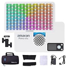 Amaran Pano 60c Kit Led Video Panel Light 60W RGBWW Full Color Lights,CCT 2,300K-10,000K,12 Lighting Efects,App Control,Support USB-C PD,with Softboxes and Carrying Case White