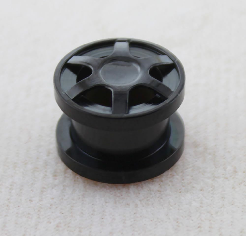 Black Anodized Wheel Car Surgical Steel Flesh Tunnel Gauge Ear Piercing Body Jewelry