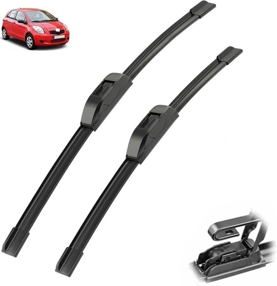 Wiper Blades Compatible with TOYOTA Yaris MK2 XP90 2005-2011 Hatchback Front Windshield Windscreen Window Rubber Refill Cap 2007 2008 2009 (Color : Front Rear, Size : LHD)