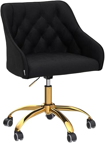 Miniatura 4 de HomSof Silla de escritorio de oficina en casa Silla moderna de terciopelo para computadora, altura ajustable, con respaldo medio